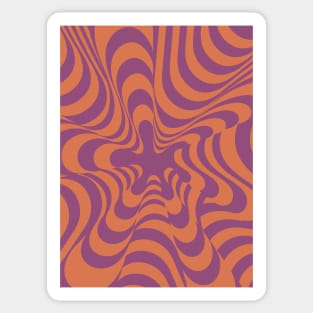 Abstract Groovy Retro Liquid Swirl Purple Orange Pattern Sticker
